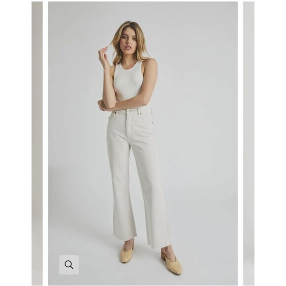 Rolla's Eastcoast Crop Flare White Womens Sz 31 Raw Hem High Waisted Boho - Picture 1 of 12